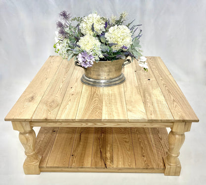 Oak & Post Farmhouse French Cottage Coffee Table, Farmhouse coffee table, chic, boho, vintage, farmhouse table,  French cottage furniture ,Harvest dining table, Rustic table, Distressed dining table, Handcrafted furniture,