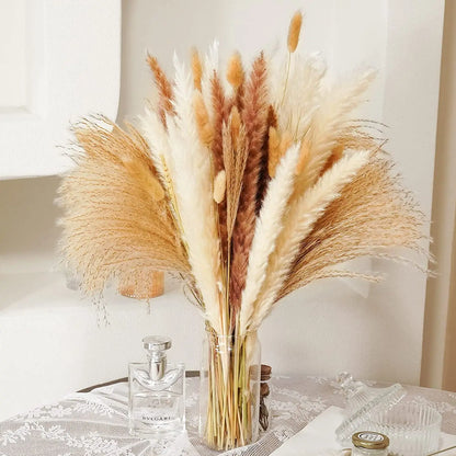 White Pampas Grass Decor - 50 Pcs Farmhouse Wedding & Home Decoration