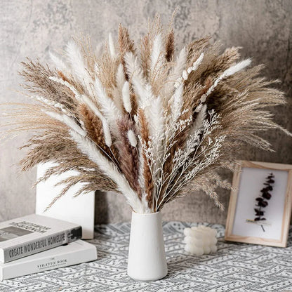 White Pampas Grass Decor - 50 Pcs Farmhouse Wedding & Home Decoration