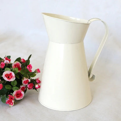 Farmhouse Vintage Milk Jug Vase - Rustic White Flower Pot