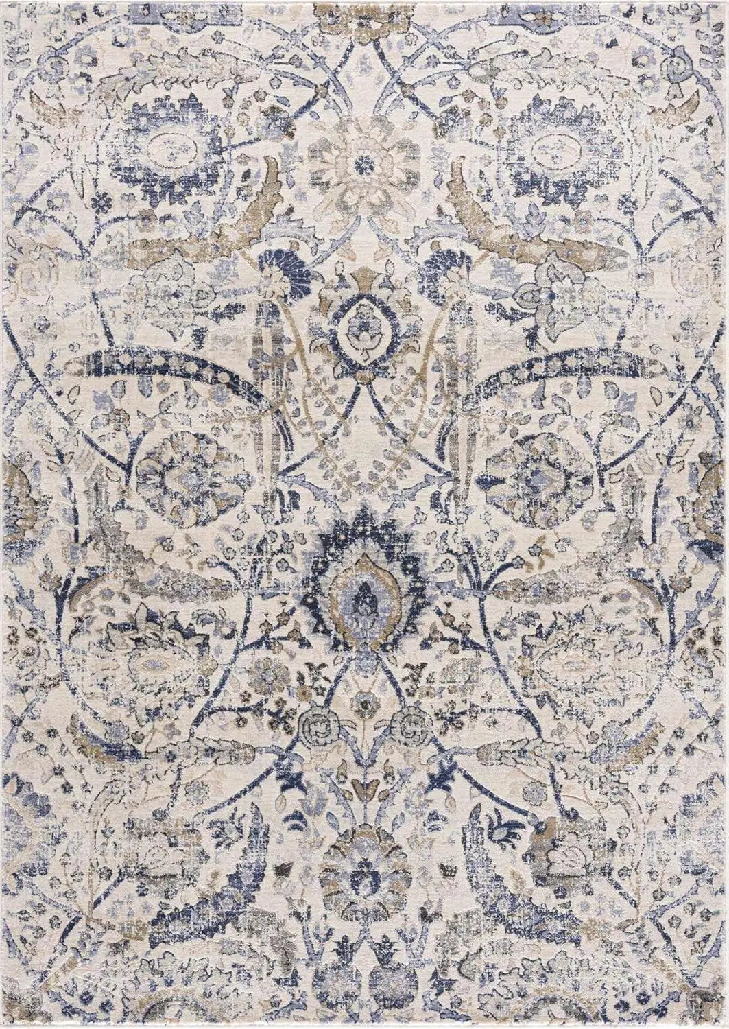 Hauteloom Erbacon Farmhouse Vintage Traditional Damask Area Rug