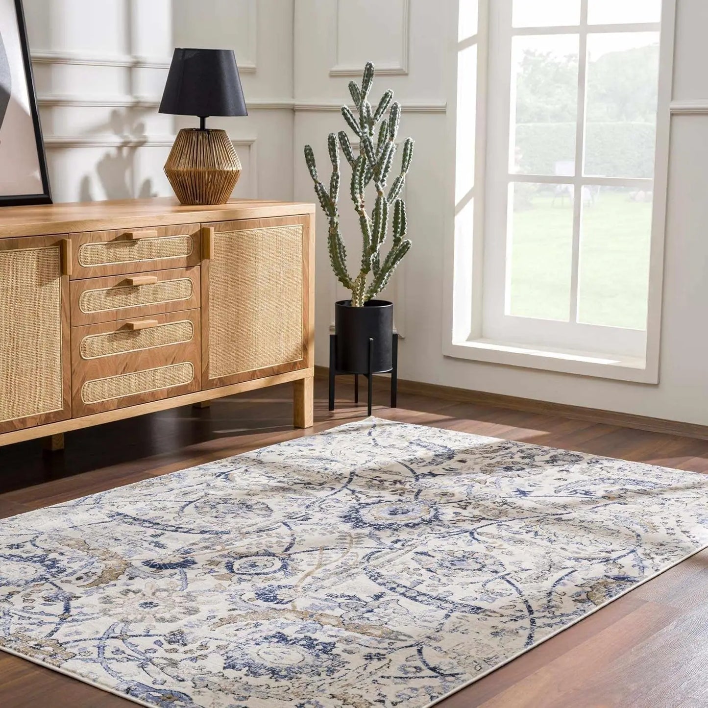 Hauteloom Erbacon Farmhouse Vintage Traditional Damask Area Rug