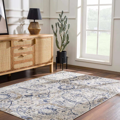 Hauteloom Erbacon Farmhouse Vintage Traditional Damask Area Rug