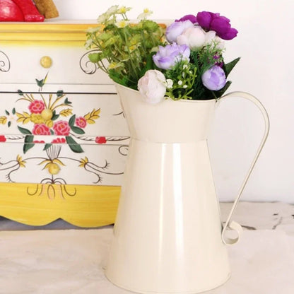 Farmhouse Vintage Milk Jug Vase - Rustic White Flower Pot