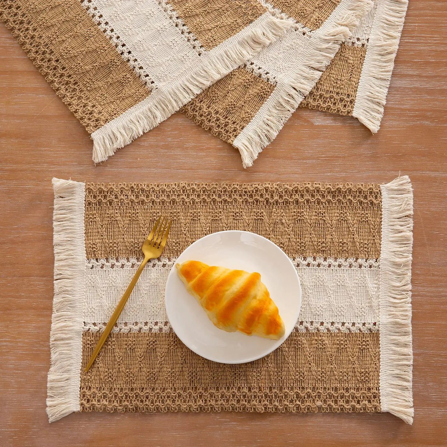 Farmhouse Placemats Set of 6 - Macrame Farmhouse Table Decor