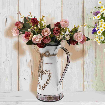 Farmhouse Rustic Galvanized Metal Vase - Flower Pitcher Jug