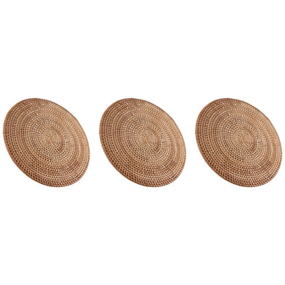 Handmade Round Natural Rattan Placemats (Set of 3)