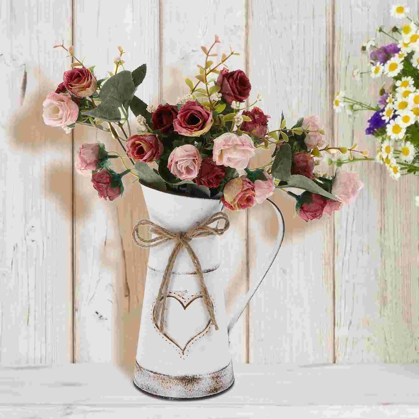 Farmhouse Rustic Galvanized Metal Vase - Flower Pitcher Jug