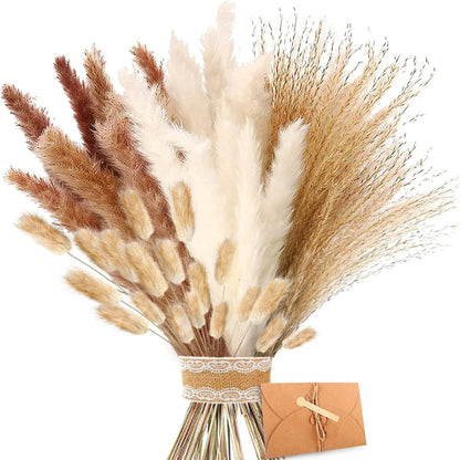 White Pampas Grass Decor - 50 Pcs Farmhouse Wedding & Home Decoration