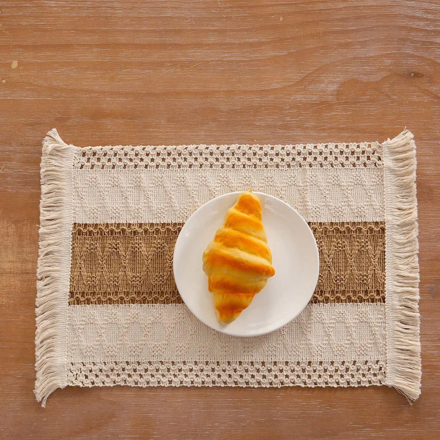 Farmhouse Placemats Set of 6 - Macrame Farmhouse Table Decor