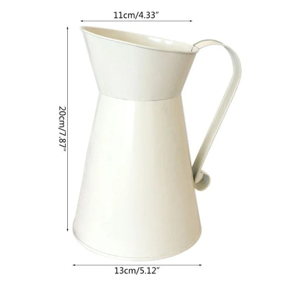 Farmhouse Vintage Milk Jug Vase - Rustic White Flower Pot