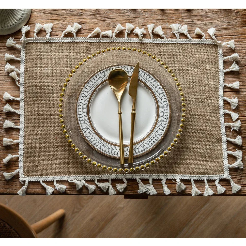 2 PCS Braided Jute Placemats - Heat Resistant Farmhouse Table Mats