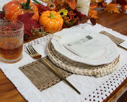 Farmhouse Placemats Set of 6 - Macrame Farmhouse Table Decor