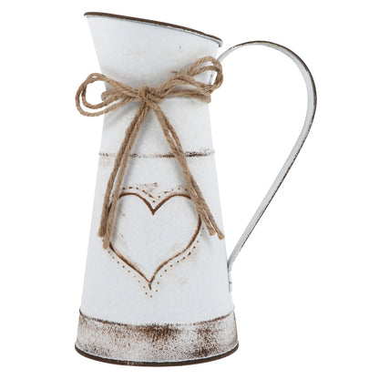 Farmhouse Rustic Galvanized Metal Vase - Flower Pitcher Jug