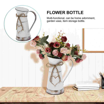 Farmhouse Rustic Galvanized Metal Vase - Flower Pitcher Jug