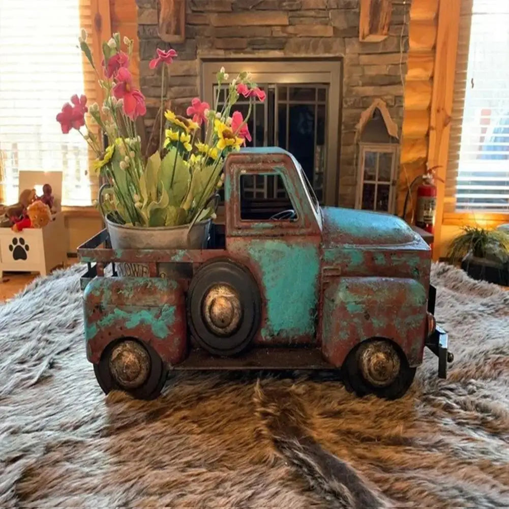 Vintage Farmhouse Truck Planter - Rustic Flower and Succulent Holder