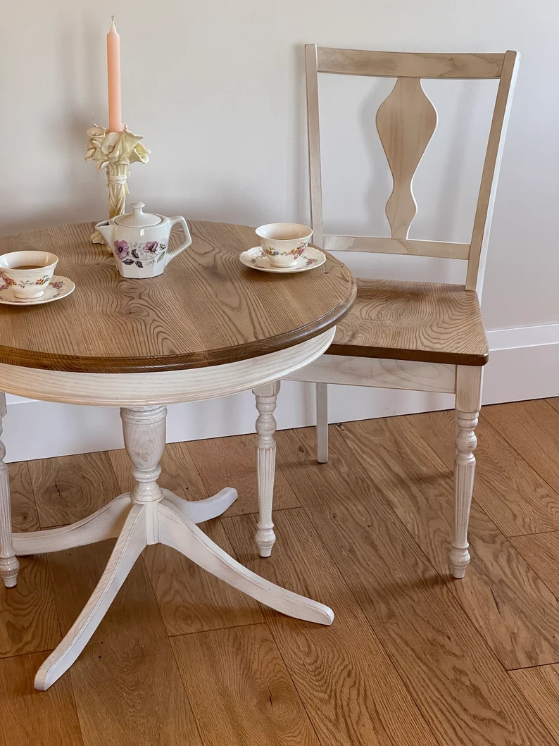 Oak & Post Round French Country Farmhouse End Table